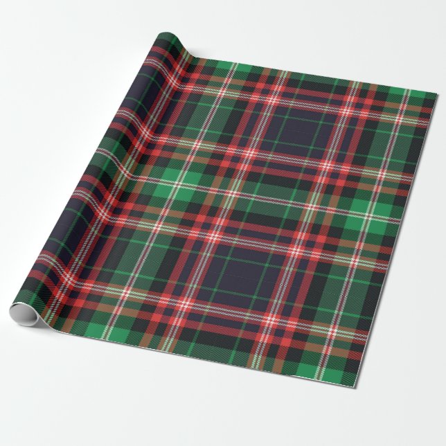Wrapping Paper Christmas Holiday Green Red Plaid  (Unrolled)