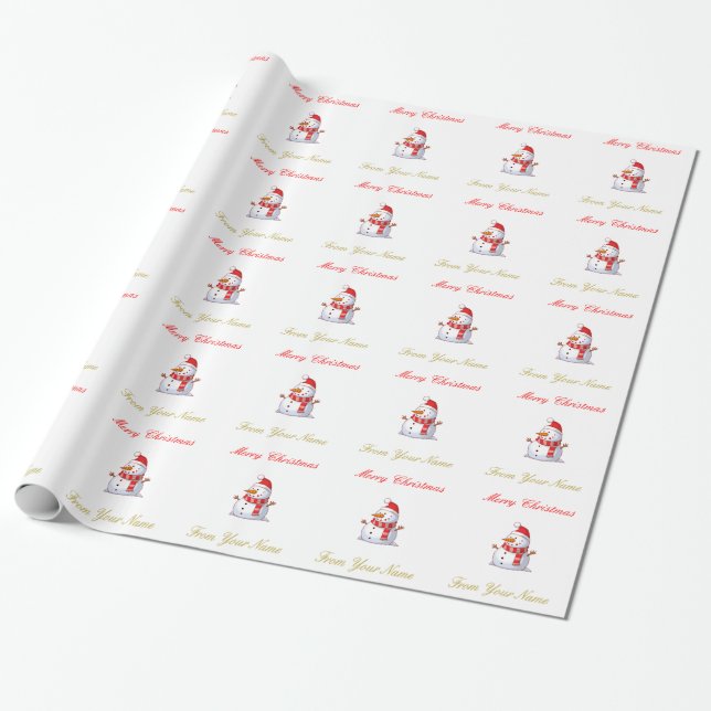 Wrapping Paper Christmas Snowman Personalized (Unrolled)