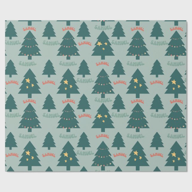 Wrapping Paper_Christmas Trees_Green_Samuel Paper (Flat)