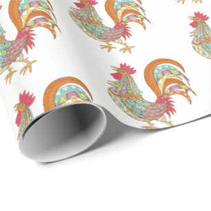 Wrapping Paper Color Rooster Chicken