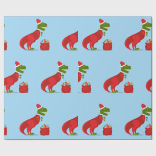 Wrapping Paper DINOSAUR AS SANTA