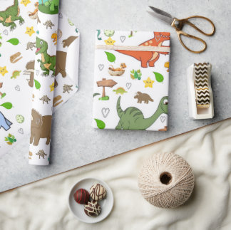 Wrapping Paper Dinosaur Fossils Bones Nature 