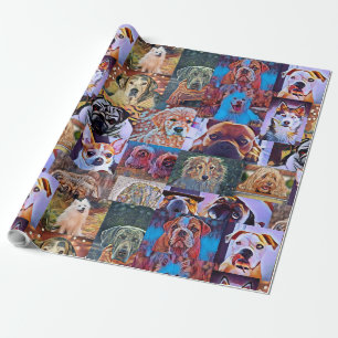 Wrapping Paper Dog Puppies Collage Photo Gift Wrap