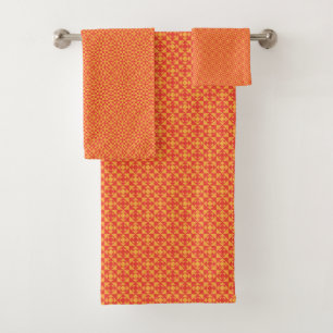 Wrapping paper featuring a pattern with orange, re bath towel set