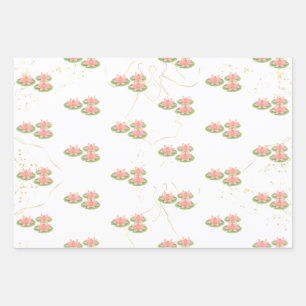 Wrapping Paper Flat Sheet   Lotus and Party Theme