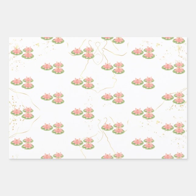 Wrapping Paper Flat Sheet | Lotus and Party Theme (Front)