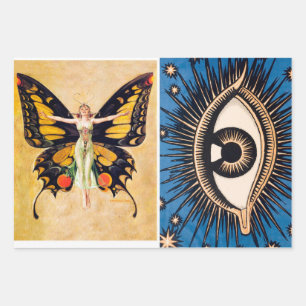 Wrapping Paper Flat Sheet Set of 3 Art Deco Eye