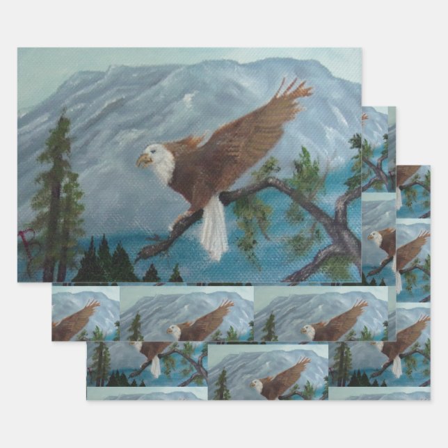 Wrapping Paper Flat Sheet Set of 3/Bald Eagle Set (Set)