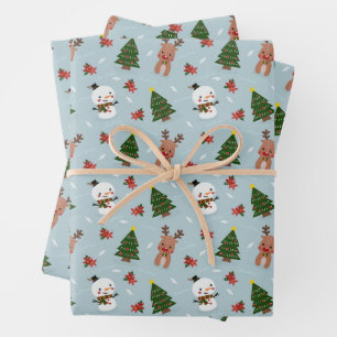 Wrapping Paper Flat Sheet Set of 3 christmass