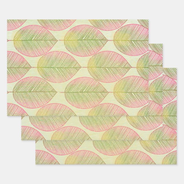 Wrapping Paper Flat Sheet Set of 3 - Fan Palm Leaf (Set)