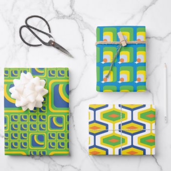 Wrapping Paper Flat Sheet Set Of 3 Green by JulDesign at Zazzle