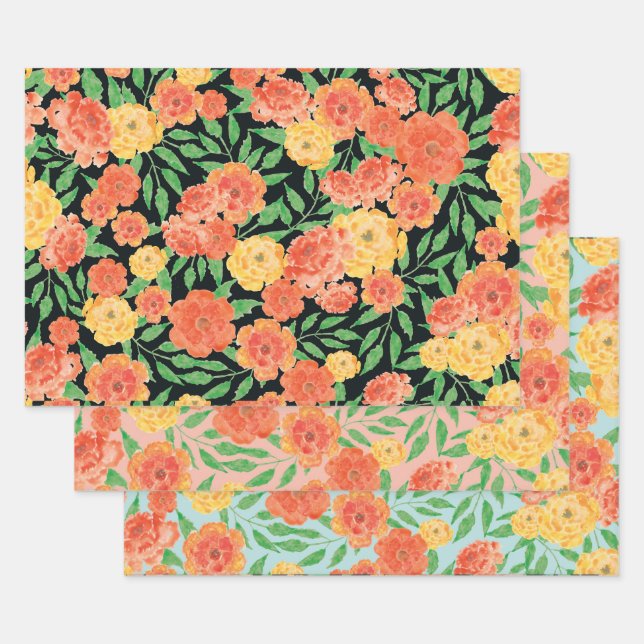 Wrapping Paper Flat Sheet Set of 3 - Marigold (Set)