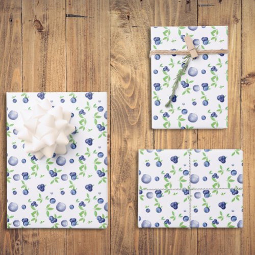 Wrapping Paper Flat Sheet Set of 3 pattern berry