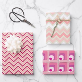 Wrapping Paper Flat Sheet Set Of 3 Pink by JulDesign at Zazzle