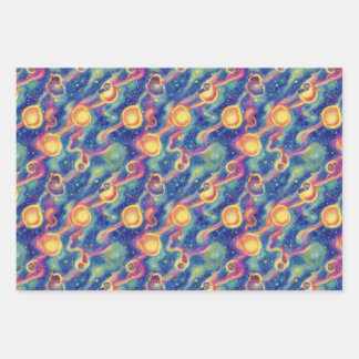 Wrapping Paper Flat Sheet Set of 3.WIERD & STRANGE