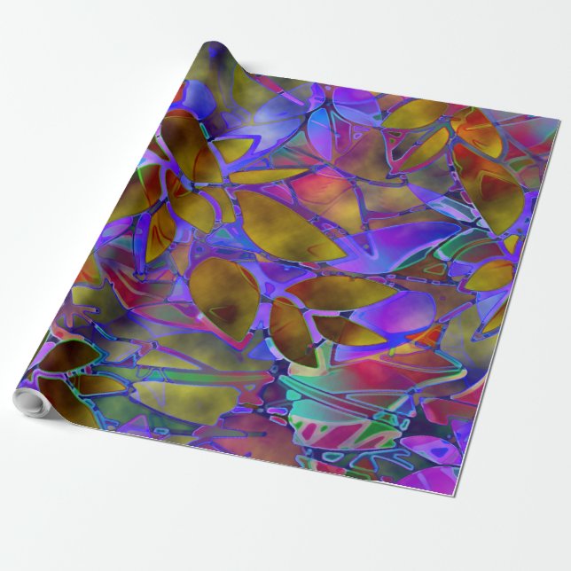 Wrapping Paper Floral Abstract Stained Glass (Unrolled)