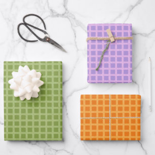 Wrapping paper for Christmas with plaid pattern.