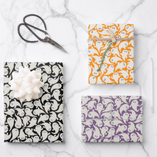 Wrapping paper for Halloween with pattern of ghost