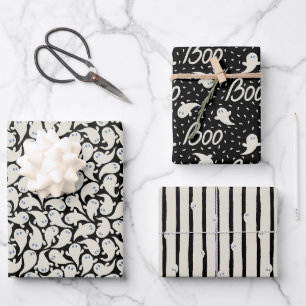 Wrapping paper for Halloween with pattern of ghost