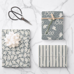 Wrapping paper for Halloween with pattern of ghost
