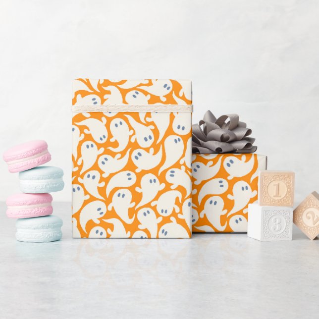 Wrapping paper for Halloween with pattern of ghost (Baby Shower)