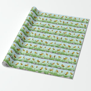 Wrapping paper for kids with cute bees