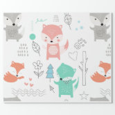 Cute Woodland Animal Wrapping Paper, Zazzle