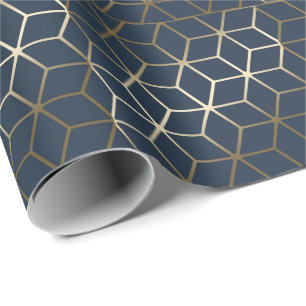 Wrapping Paper - Geometric Silver and Blue/Grey