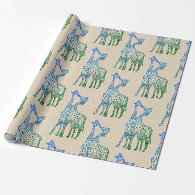Wrapping Paper Giraffes Art (Unrolled)