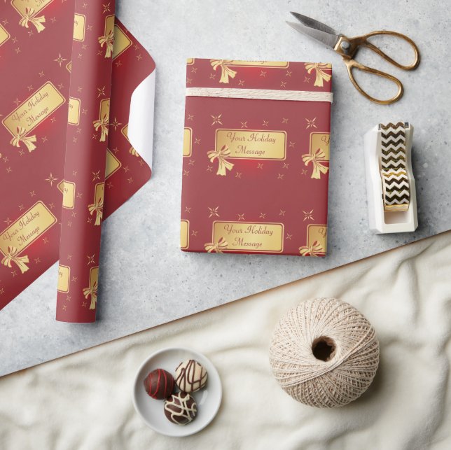 Wrapping Paper - Gold On Burgundy - Customizable (Crafts)
