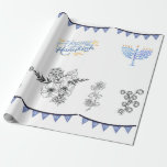 Wrapping Paper Hanukkah modern minimalist<br><div class="desc">Wrap your gifts in style with our Modern Minimalist Hanukkah Gift Wrapping Paper! Featuring elegant line drawings of botanicals, a beautifully sketched menorah, star of David garland, and the heartfelt message "Happy Hanukkah, " this wrapping paper adds a sophisticated and festive touch to your presents. Perfect for celebrating the Festival...</div>