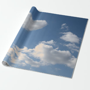 WRAPPING PAPER HEART SHAPED CLOUD IN BLUE SKY
