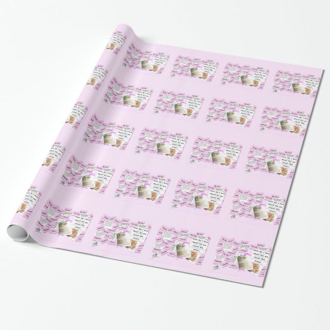 Wrapping Paper I Love Thee Wedding Cake Pink (Unrolled)