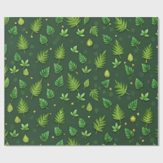 Wrapping paper in green leaves