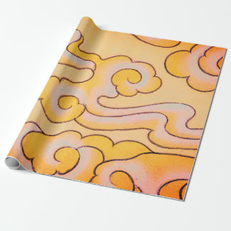 Wrapping Paper JAPANESE CLOUD PATTERN IN ORANGE