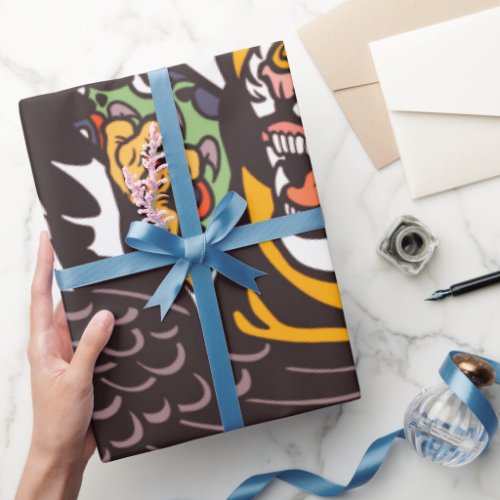 WRAPPING PAPER JAPANESE TIGER AND DRAGON ART
