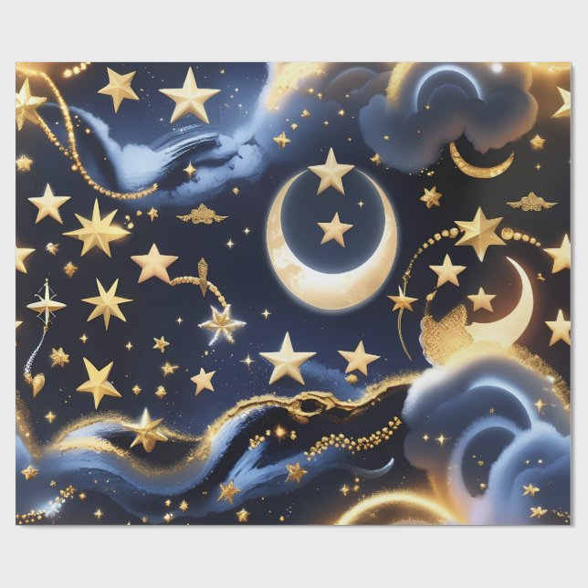 Wrapping Paper – Luxury Celestial Moon Phases (Flat)