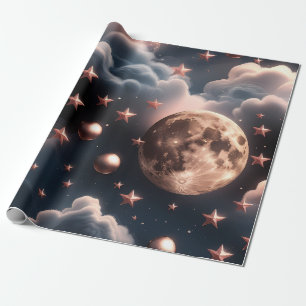 Wrapping Paper – Luxury Rose Gold Celestial Moon 