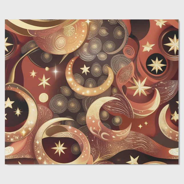 Wrapping Paper – Luxury Terracotta Celestial Moon  (Flat)