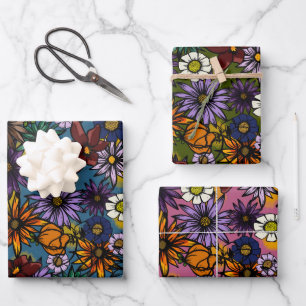 Wrapping Paper, Matte Floral Burst Paper Sheets