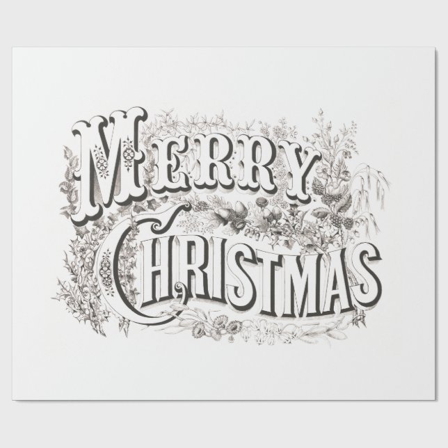 WRAPPING PAPER  :  MERRY CHRISTMAS ILLUSTRATION (Flat)