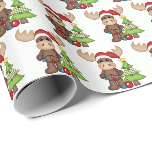 Wrapping Paper - Moose Christmas Tree Joy (Roll Corner)