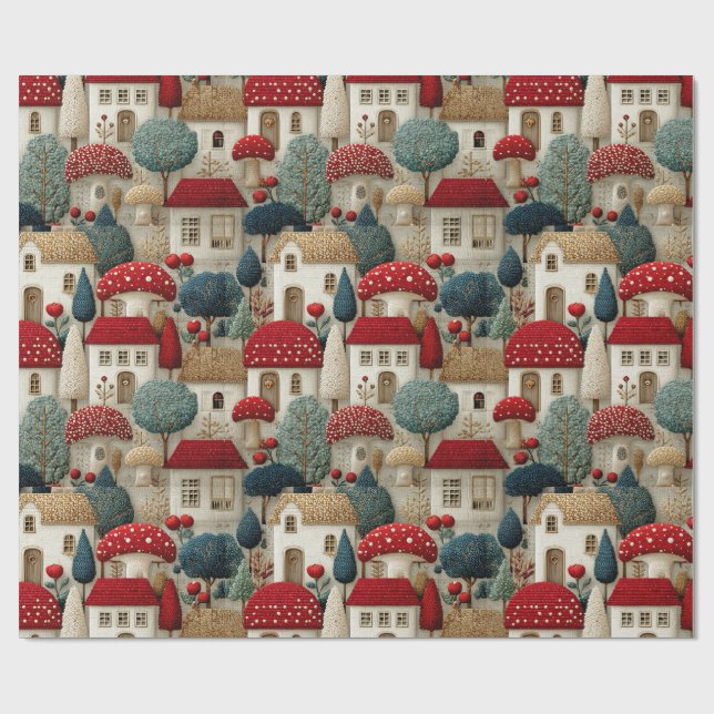 Wrapping Paper  Needle Point Country Village (Flat)