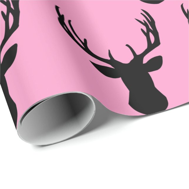Wrapping Paper - Pale Pink Stag Deer Head (Roll Corner)