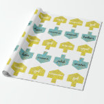 Wrapping Paper "Personalized Dreidels/Blue, Gold"<br><div class="desc">Blue/Yellow and Gold Personalized Dreidels. Personalized Chanukah/Hanukkah Wrapping Paper. Let's get this Hanukkah Party started with our newest, personalized gift wrap to dress-up your Chanukah presents:) Delete text and add your own text anywhere on the wrapping paper. Use your favorite font style, color, and size. Use the editing tools to...</div>