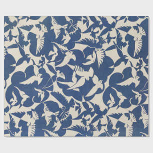WRAPPING PAPER : PIGEONS IN WHITE + BLUE : 1928