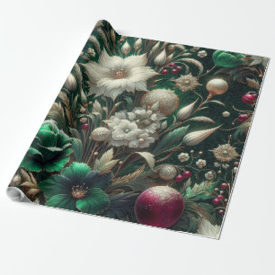 Wrapping Paper - Pink and Green Christmas Floral