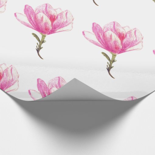 Wrapping Paper, Pink Flower Drawing Wrapping Paper | Zazzle