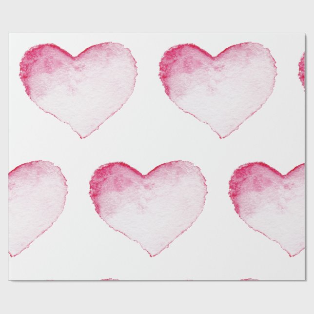 Wrapping Paper PINK WATERCOLOR HEART (Flat)