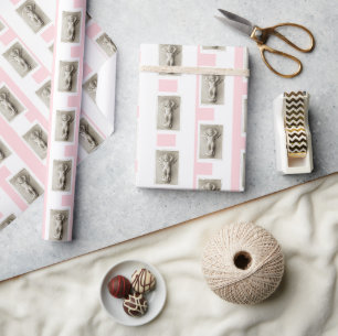 Wrapping Paper Pink & White Stripe Baby Angel